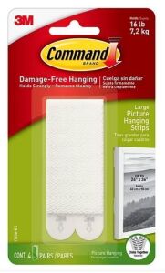 DESCRIPTION: (2) BOXES OF (24) PICTURE HANGING STRIPS BRAND/MODEL: COMMAND/17206-ES INFORMATION: 4-PAIR/WHITE SIZE: .6"L X 3.88"W X 6.75"H RETAIL$: $9