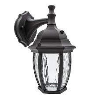 (5) MAXXIMA 1-Light Black LED Outdoor Wall Lantern Sconce with Dusk to Dawn Sensor