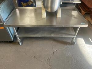 60 "X 30" LOW BOY STAINLESS EQUIPMENT STAND W/ 1" BACK SPLASH