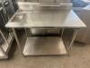 48" X 30" STAINLESS BREADING TABLE W/ 4" BACK SPLASH