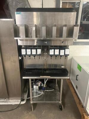 8 GROUP FOUNTAIN SODA MACHINE W/ STAND AND C02 PUMP.