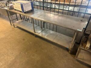 104" X 24" STAINLESS TABLE. W/ UNDER SHELF