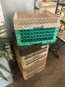 (6) ASSORTED PLASTIC GLASS RACKS