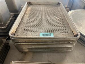 (10) HALF SIZE SLOTTED SHEET PANS