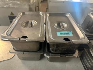 (4) 1/4 SIZE STAINLESS INSERTS W/ LIDS