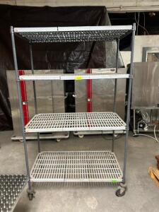 48" X 24" FOUR TIER PLASTIC SHELF ( ON CASTERS )