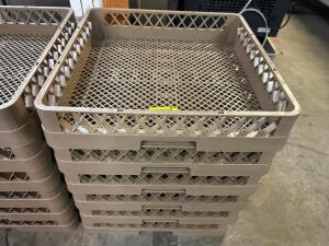 (6) TAN PLASTIC GLASS RACKS