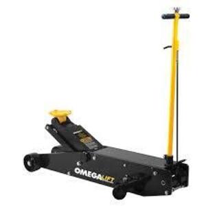 DESCRIPTION: (1) LONG CHASSIS HYDRAULIC SERVICE JACK BRAND/MODEL: OMEGA LIFT #22100c INFORMATION: BLACK WITH YELLOW SIZE: 10 TON RETAIL$: $2782.49 EA