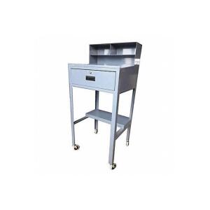 DESCRIPTION: (1) SHOP DESK WITH DRAWER BRAND/MODEL: DURHAM INFORMATION: GRAY STEEL SIZE: OPEN-BASE DESK, 23 IN X 20 IN X 51 IN, 1 DRAWERS, 1 SHELVES R