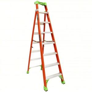 DESCRIPTION: (1) STEPLADDER BRAND/MODEL: LOUISVILLE #48XL14 INFORMATION: ORANGE SIZE: 8 FT LADDER HT, 7 STEPS, 300 LB, 48 IN BASE SPREAD, 26 1/4 IN BO