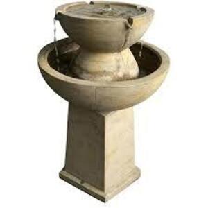 DESCRIPTION: (1) YORKSHIRE FOUNTAIN BRAND/MODEL: CLASSIC HOME AND GARDEN #11023-AS INFORMATION: ANTIQUE STONE FINISH SIZE: 27.2" X 23.6" X 22.6" RETAI