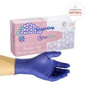 DESCRIPTION: (5) POWDER FREE NITRILE EXAM GLOVES BRAND/MODEL: GRAPE GRIP INFORMATION: 100 GLOVES PER BOX SIZE: LARGE RETAIL$: $20.00 EA QTY: 5