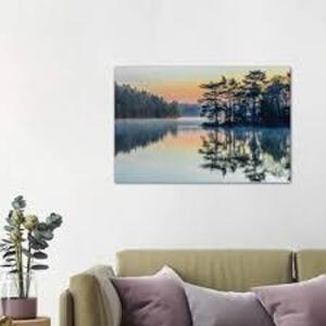 DESCRIPTION: (1) PAINTING, WALL ART WORK INFORMATION: LAKE SCENE, SUN RISE SIZE: LARGE RETAIL$: $136.99 EA QTY: 1