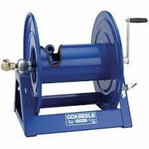 DESCRIPTION: (1) HAND CRANK HOSE REEL BRAND/MODEL: COXREELS #5FYD7 INFORMATION: BLUE SIZE: 175 FT (3/4 IN I.D.), 17 5/8 IN L X 23 3/8 IN W X 18 3/4 IN