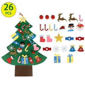 AISEING 3.2FT DIY FELT CHRISTMAS TREE SET, 27 PIECES XMAS DOOR WALL HANGING DECORATIONS