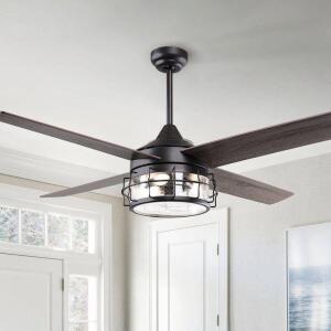 52" INDUSTRIAL 4-BLADE CHANDELIER CEILING FAN WITH LIGHT KIT