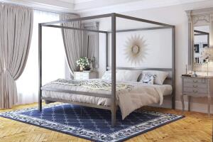 DHP MODERN CANOPY BED WITH BUILT-IN HEADBOARD - KING SIZE