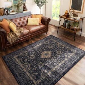 THRESHOLD INDIGO VINTAGE DISTRESSED AREA RUG, 5'X7'