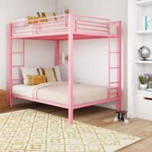 DESCRIPTION: (1) FULL OVER FULL BUNK BEDINFORMATION: PINK, NO MATRESSES INCLUDEDSIZE: FULL BED SIZERETAIL$: $194.00 EAQTY: 1