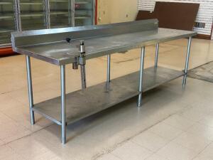 9 FT. STAINLESS STEEL PREP TABLE WITH UNDERSHELF AND CAN OPENER