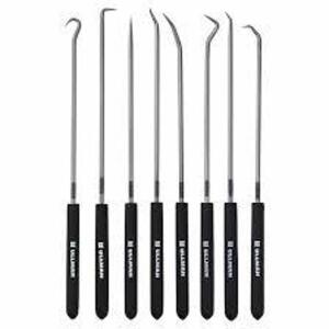 DESCRIPTION: (2) PICK AND HOOK SET BRAND/MODEL: ULLMAN #23UN09 SIZE: STEEL SHAFT, PLASTIC GRIPS, 8 PIECES, 9 3/4 IN OVERALL LG (IN.), 8 PK RETAIL$: $3
