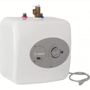 DESCRIPTION: (1) POINT OF USE WATER HEATER BRAND/MODEL: BOSCH #4JY90 INFORMATION: WHITE SIZE: 120V AC, 4 GAL, 1,440 W, SINGLE PHASE, 12.25 IN HT, 6.8