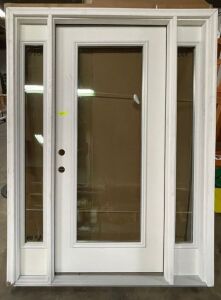 80" X 36" FULL LITE GLASS RH INSWING FRONT DOOR WITH SIDELETS IN SMOOTH UNFINISHED WHITE