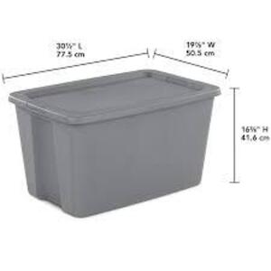 DESCRIPTION: (1) STORAGE TOTE BRAND/MODEL: STERILITE SIZE: 30 GAL RETAIL$: $12.57 EA QTY: 1