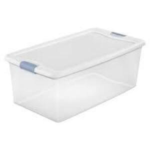 DESCRIPTION: (6) LATCH BOX BRAND/MODEL: STERILITE #2028 INFORMATION: STADIUM BLUE SIZE: 66 QT RETAIL$: $68.00 TOTAL QTY: 6