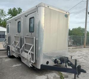 DESCRIPTION 16' X '6 - 3 STATION PORTABLE RESTROOM TRAILER ( NEW 2018, USED 10 TIMES) BRAND / MODEL: MALIBU COMFORT SERIES ADDITIONAL INFORMATION RETA