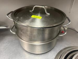 DESCRIPTION (2) 20 QT STAINLESS ROASTING PANS W/ (1) LID THIS LOT IS: SOLD BY THE PIECE LOCATION KITCHEN QTY 2