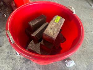 DESCRIPTION RED PLASTIC TOTE W/ CONTENTS - VINTAGE PAVER BRICKS. LOCATION SITE 2 QTY 1