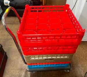 DESCRIPTION (6) ASSORTED GLASS RACKS W/ CART THIS LOT IS: ONE MONEY LOCATION SITE 2 QTY 1