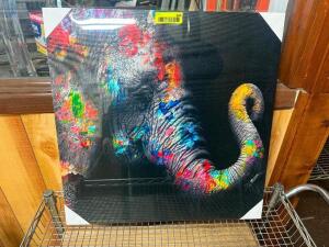 DESCRIPTION 24 "X 24" MULTI COLOR ELEPHANT PRINT LOCATION SITE 2 QTY 1