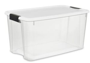 DESCRIPTION: (1) CASE OF (4) CLEAR STORAGE TOTE BRAND/MODEL: STERILITE #1988 SIZE: 70 QT RETAIL$: $62.00 EA QTY: 1