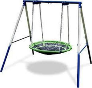 DESCRIPTION: (1) DELUXE SAUCER SWING SEAT BRAND/MODEL: SPORTSPOWER INFORMATION: GREEN AND BLUE SIZE: 45", 2 PEOPLE RETAIL$: $157.78 EA QTY: 1