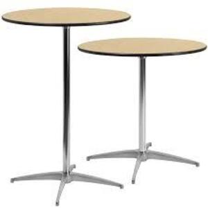 DESCRIPTION: (2) PLYWOOD COCKTAIL TABLE BRAND/MODEL: FLASH FURNITURE #CT524R INFORMATION: PLYWOOD, ROUND SIZE: 30" & 42" RETAIL$: $125.95 EA QTY: 2