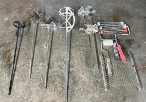 ASSORTED DRUM & PAINT MIXER DRILL ATTACHMENTS