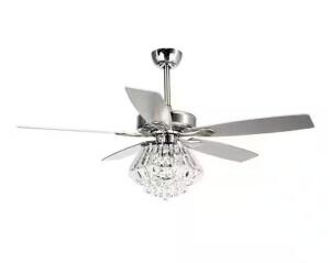 Zuniga 52 in. Indoor Chrome Downrod Mount Crystal Chandelier Ceiling Fan