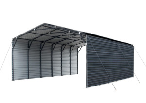 DESCRIPTION: ENCLOSED METAL SHED CARPORT BRAND/MODEL: DIGGIT MSC2030F INFORMATION: 600 SQFT SIZE: 20'X30' RETAIL$: $5,499.00 QTY: 1