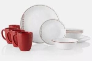 DESCRIPTION: (2) DINNERWARE SET BRAND/MODEL: CORELLE INFORMATION: FUSION CHILI-TRUE BLUE/16-PIECES RETAIL$: $75.00 PER SET QTY: 2