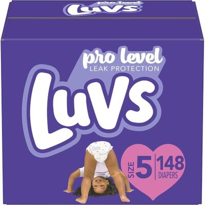 DESCRIPTION: (1) DISOSABLE DIAPERS BRAND/MODEL: LUVS/B07F6DP7X9_US INFORMATION: WEIGHT RANGE: 27+LB /148-COUNT RETAIL$: $28.04 SIZE: SIZE 5 QTY: 1