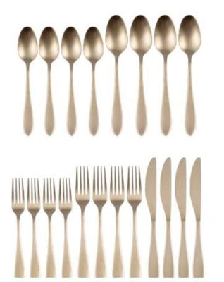 DESCRIPTION: (1) PACK OF APPOX (50) FLATWARE SET BRAND/MODEL: CAMBRIDGE INFORMATION: CHAMPAGNE SATIN/FORK-KNIFE-SPOON RETAIL$: $50.00 QTY: 1