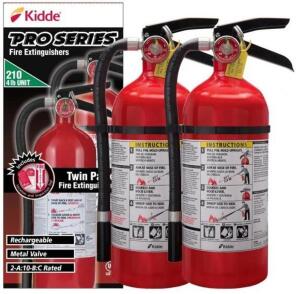 DESCRIPTION: (1) PACK OF (2) FIRE EXTINGUISHER PACK BRAND/MODEL: KIDDE/21029307 INFORMATION: DRY CHEMICAL/RECHARGEABLE RETAIL$: $89.97 PER PK OF 2 SIZ