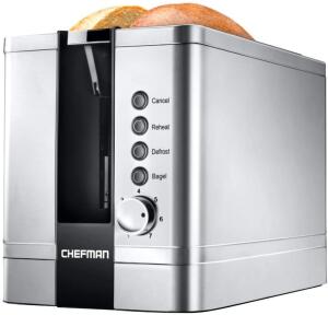 DESCRIPTION: (1) 2-SLICE DIGITAL TOASTER BRAND/MODEL: CHEFMAN/RJ31-SS-V2-D INFORMATION: STAINLESS STEEL/4 ONE-TOUCH COOKING MODES RETAIL$: $64.07 SIZE