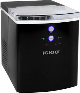 DESCRIPTION: (1) AUTOMATIC PORTABLE ELECTRIC ICE MAKER BRAND/MODEL: IGLOO/ICEB33BK INFORMATION: BLACK/33LBS IN 24 HOURS RETAIL$: $149.99 SIZE: 14.09"