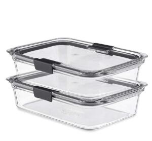 DESCRIPTION: (1) PACKS OF (2) BRILLIANCE GLASS FOOD STORAGE CONTAINERS BRAND/MODEL: RUBBERMAID/2118315 INFORMATION: CLEAR/LEAK PROOF RETAIL$: $20.00 P