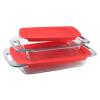 DESCRIPTION: (2) PACKS OF (2) EASY GRAB BAKING SET BRAND/MODEL: PYREX/15657939 INFORMATION: RED & CLEAR/4-PIECES/OBLONG RETAIL$: $15.47 PER PK OF 2 SI