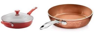 DESCRIPTION: (2) DEEP SKILLET PANS BRAND/MODEL: RACHAEL RAY-GOTHAM STEEL INFORMATION: NON-STICK/WITH 1 LID RETAIL$: $29.97 FOR RACHAEL RAY/$29.88 FOR