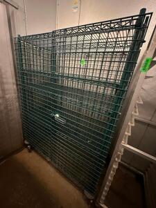 DESCRIPTION 50" COATED WIRE CAGED SHELVING UNIT. ADDITIONAL INFORMATION ON CASTERS LOCATION KITCHEN QTY 1